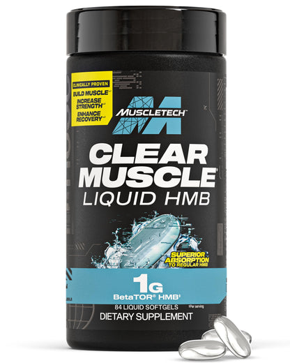 Muscletech HMB Supplements 1000mg, Clear Muscle (42 Liquid Softgels) - Highest Grade HMB for Lean Muscle & Recovery-HMB Free Acid Muscle Supplement-Help Decrease Muscle Breakdown - Packaging May Vary