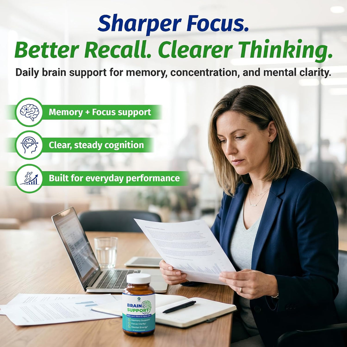 1 Body Brain Support - Bacopa Monnieri, Lion’s Mane for Memory & Focus