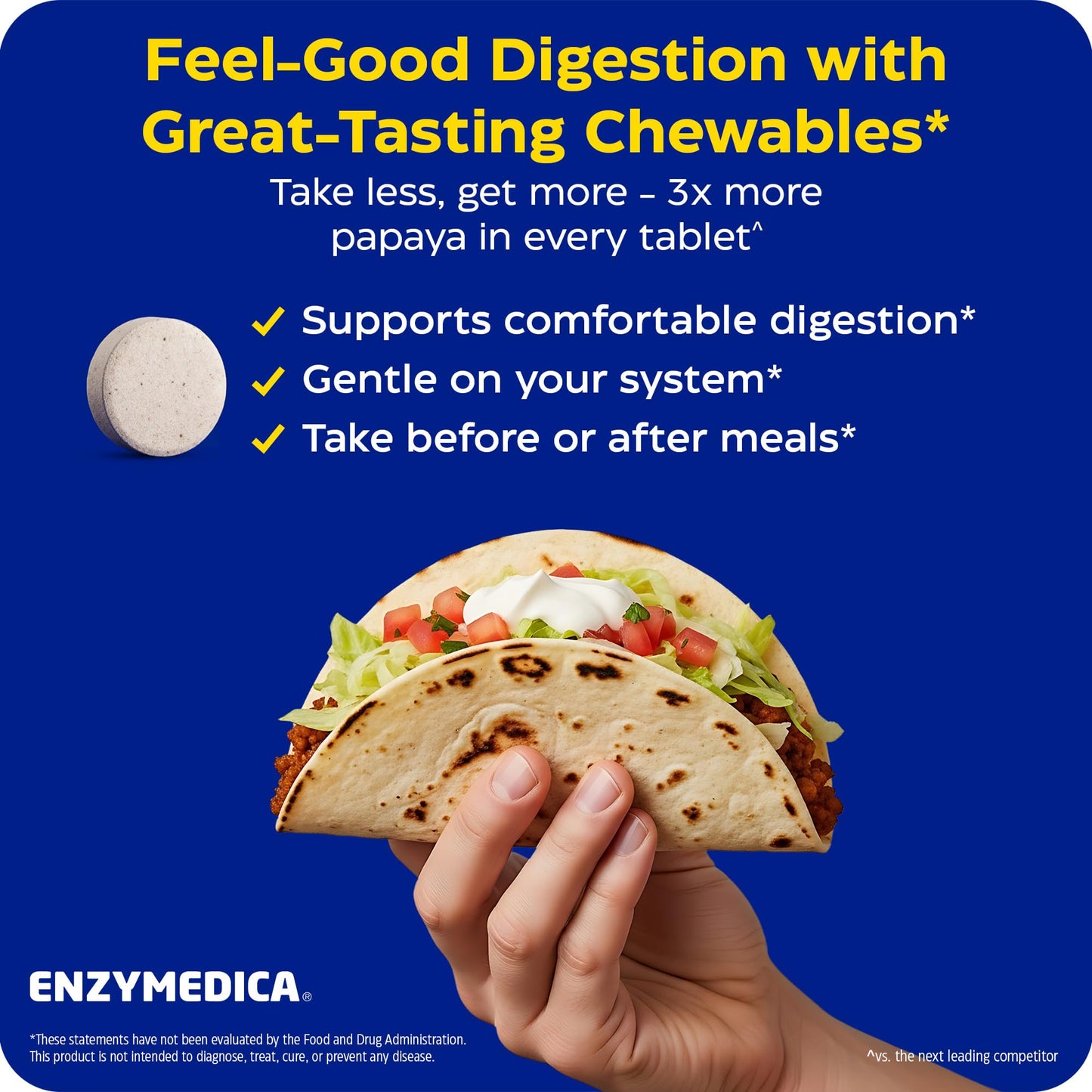 Enzymedica Papaya Complete - Papaya Enzymes Chewable, Digestive Enzyme Supplement for Women and Men, Digestion & Gut Health Support, High Potency Bromelain & Papain, Vegan, Gluten Free - 120 Tablets
