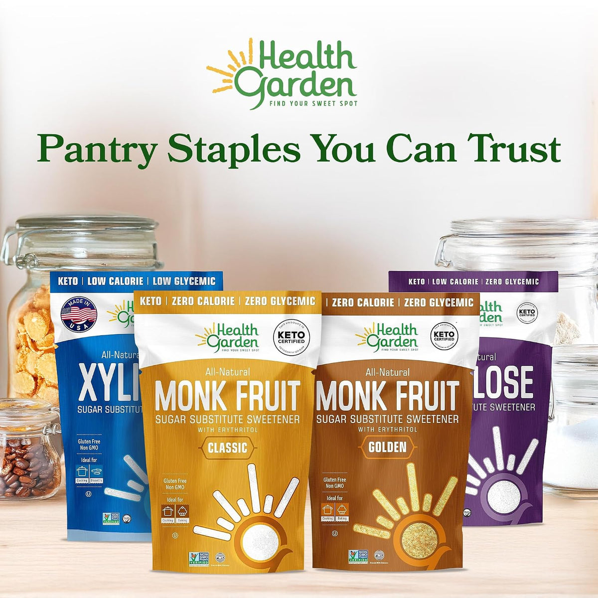 Health Garden Monk Fruit Sweetener, Golden Sugar Substitute - 2.5 lb