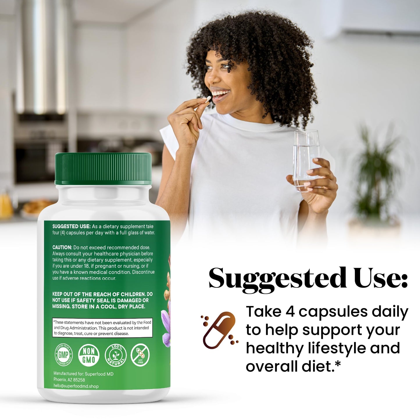 Moringa Supplement | Turmeric, Ginger, Boswellia, Saffron, Holy Basil, Nettle -Support Supplement for Women and Men with Ceylon Cinnamon, Quercetin, Tart Cherry- 240 Capsules