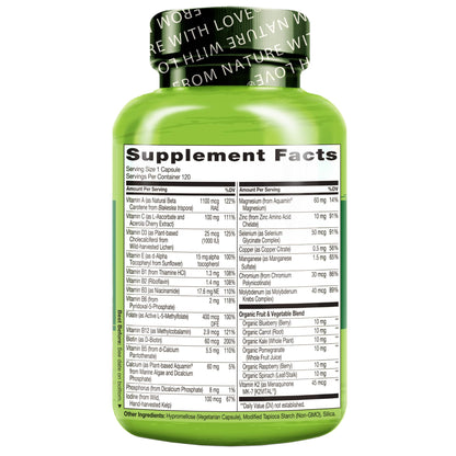 NATURELO Mens Multivitamins for Men 50+ - One Daily Multivitamin for Men with Vitamins, Minerals & Organic Whole Foods, Boost Energy & Health, Non-GMO, 60 Vegetarian Capsules