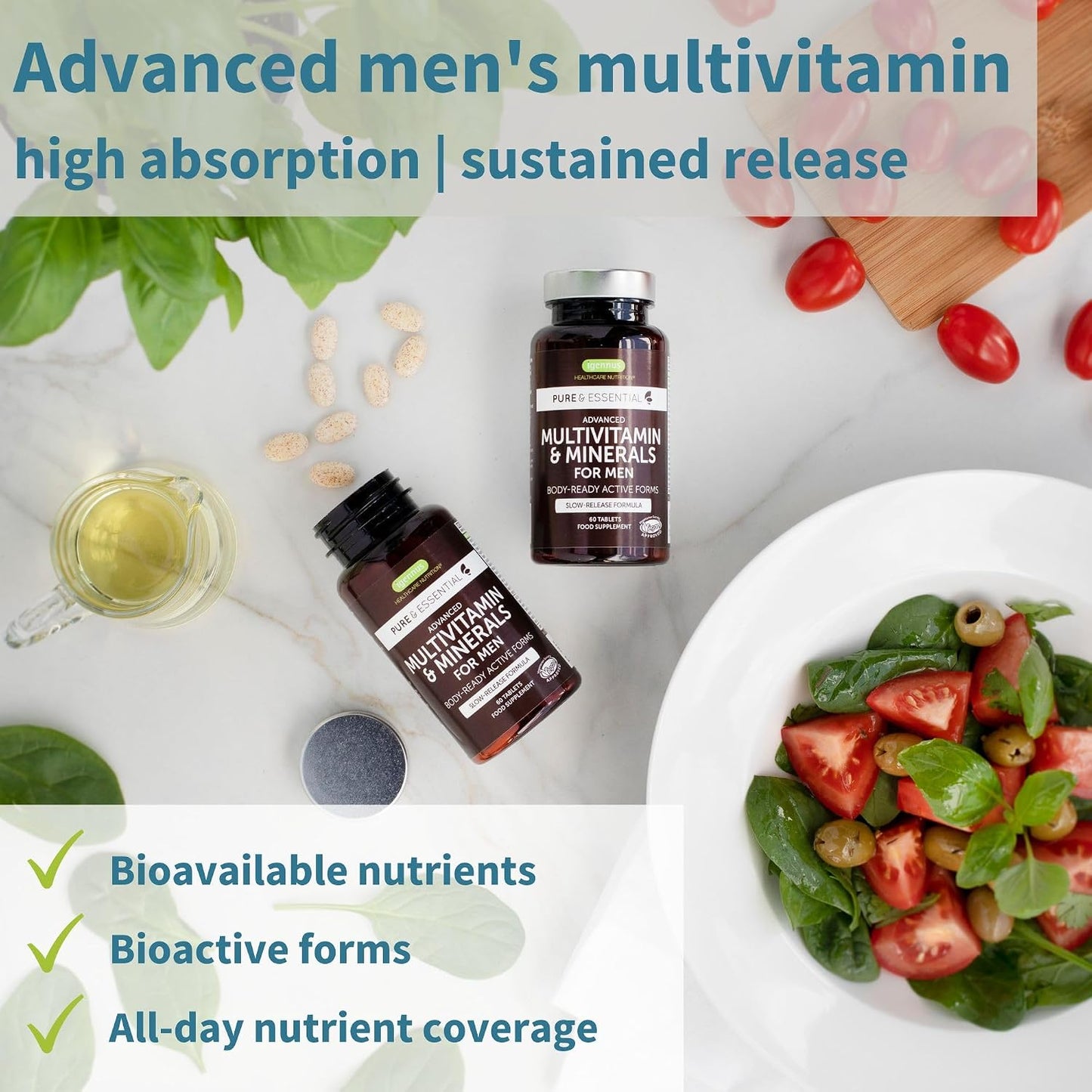 Neurobalance + Multivitamin & Minerals for Men Vegan Bundle, High Absorption Zinc, Magnesium & B6 Supplement + Sustained Release Multivitamin by Igennus