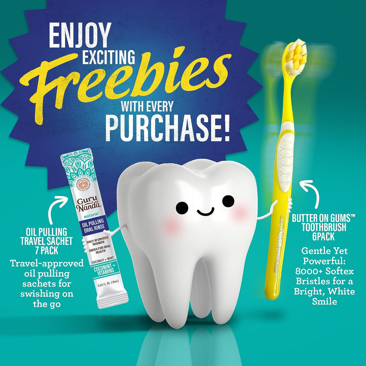 GuruNanda Total Smile Makeover Oral Care Kit, Teeth Whitening Kit(Regular)