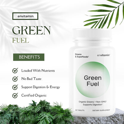 envitamin Green Fuel Organic Greens Tablets - Organic Greens, Fruit and Vegetable Blend