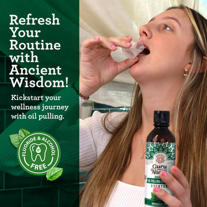 GuruNanda Starter Coconut Oil Pulling Mouthwash with Peppermint Oil, 8oz
