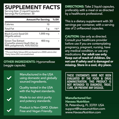 Black Seed Oil Capsules, Vegan, Non-GMO, Cold-Pressed Nigella Sativa, 90ct | 1500mg Per Serving Black Cumin Supplement for Skin Health, Immune Function, and Digestive Health, Unflavored, 30 Servings
