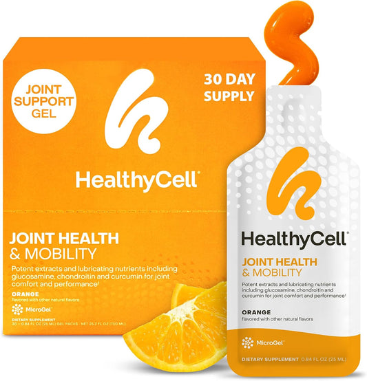 Healthycell Joint Health & Mobility Daily Liquid Supplement - 30 Gel Packs | Joint Support Supplement, Inflammation Response, Cartilage & Flexibility with Curcumin, Glucosamine & Chondroitin