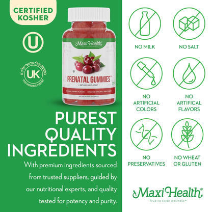 Organic Prenatal Gummies for Women - The Sweet Way to Nurture Your Tomorrow - Kosher Cherry