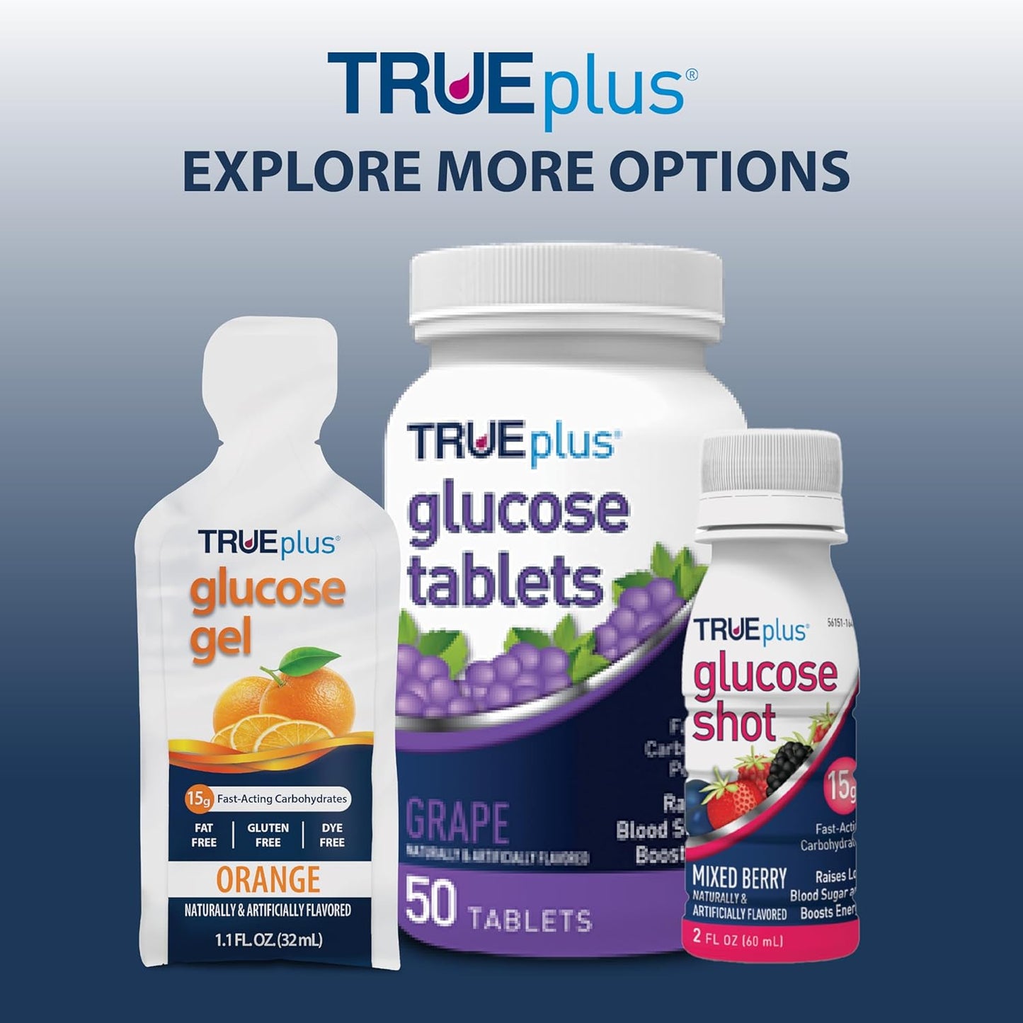 TRUEplus Glucose Gel Pouch, 15g Carbohydrates, Fruit Punch Flavor, 6 Pack | 15g Fast-Acting Carbohydrates Per Serving, Fat Free, Gluten Free, Boosts Energy, Great Tasting and Easy to Use