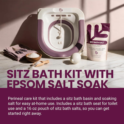 M3 Sitz Bath & Sitz Bath Salt (16 oz) Kit for Postpartum & Hemorrhoid Care