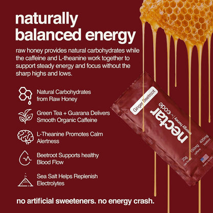 CODE Energy Honey - Energy Gel, 150mg Caffeine, 12 Pack (Beetroot Ginger)