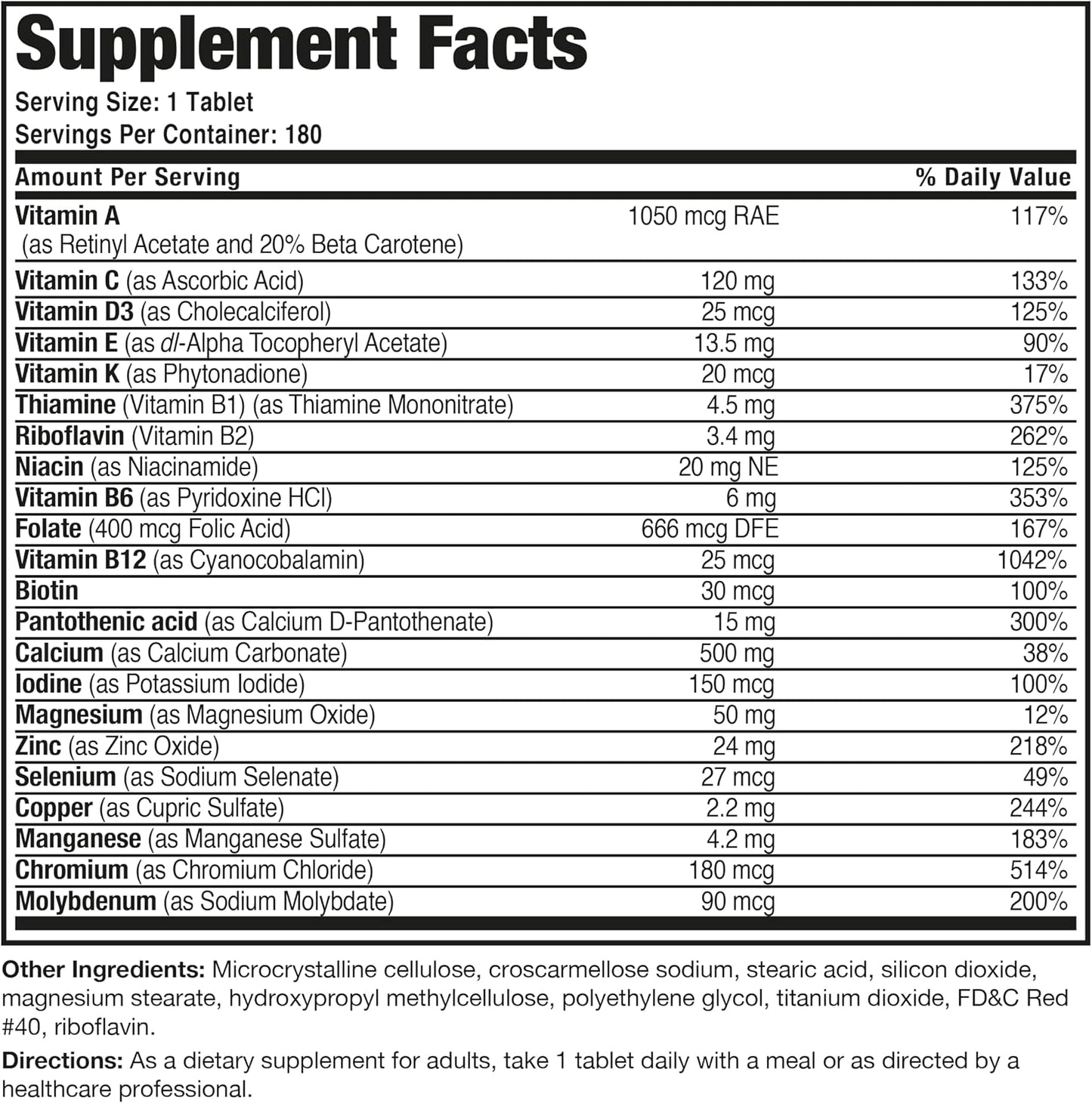 Bronson ONE Daily Women 50+ Complete Multivitamin Multimineral, 180 Tablets | Once-Daily, Targeted Nutrition For Active Women Over 50, Non-GMO, Gluten-Free, Soy-Free
