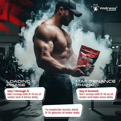 WELLNESS LABSRX Creatine Monohydrate Powder 500g – 100 Servings Micronized Creatine Powder Supplement, Unflavored Creatine for Women and Men, Supports Muscle Strength, Energy, Endurance and Workout