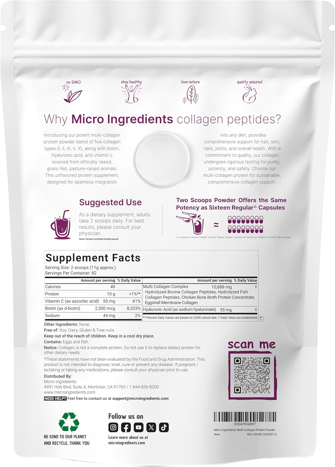 Micro Ingredients 8-in-1 Multi Collagen Powder & Women’s Probiotics 100 Billion CFU Veggie Capsules | 2 Pack | Hydrolyzed Peptides + Hyaluronic Acid & Vitamin C | 40 Strains + Cranberry & D-Mannose