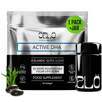 Orlo DHA Supplement 1000mg - 3X Absorption Natural Icelandic Nordic Omega 3 DHA & EPA for Brain & Eye Support – Vegan Fish Oil Alternative, No Fishy Aftertaste, 60 Easy-to-Swallow Mini Softgels