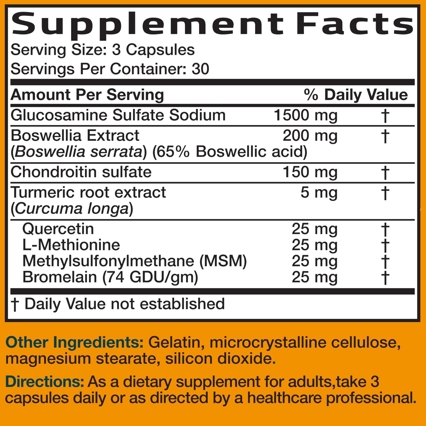 Bronson Glucosamine Chondroitin Turmeric & MSM Joint Support, 60 Capsules | Standardized Boswellia, Shellfish-Free Glucosamine, Mobility & Comfort Support, Non-GMO, Gluten-Free & Soy-Free