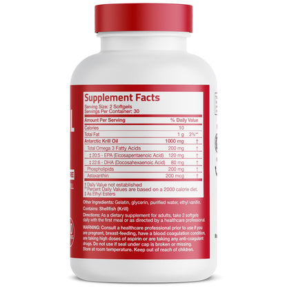 Bronson Antarctic Krill Oil 1000 mg with Omega-3s EPA, DHA, Astaxanthin