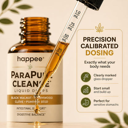 Happee ParaPure Cleanse for Humans Wormwood Black Walnut Clove 2 Fl. Oz | All-in-One Herbal Liquid Drops - Detox Support, Intestinal Guard, Gut Health & Microbiome Support, 60 Day Supply