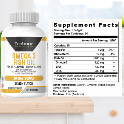 Probase Nutrition Omega 3 Fish Oil 30 Softgels 30-Day Supply