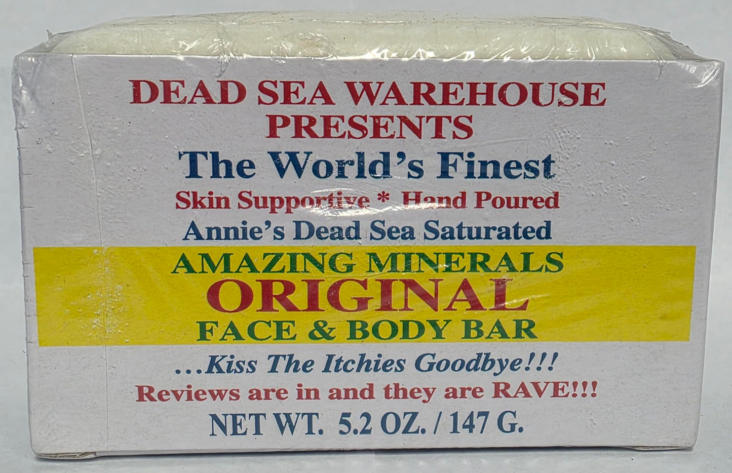 Dead Sea Warehouse - Dead Sea Salt Soap Bar - Original Face & Body Bar - Hydrating Mineral Soap for All Skin Types, Fragrance-Free - 3.5 oz