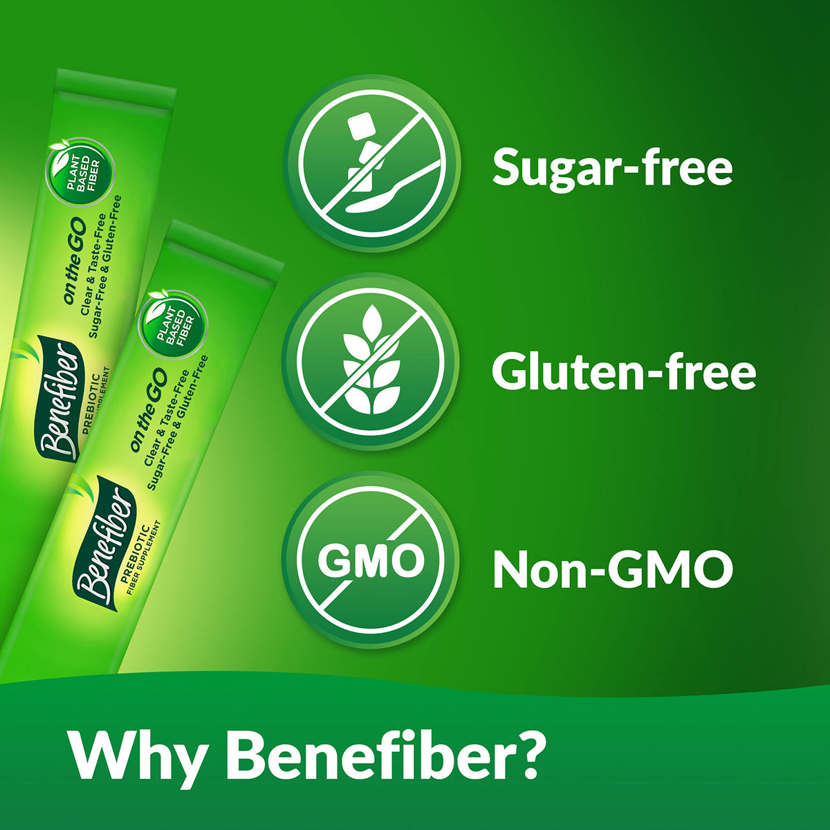 Benefiber On the Go Prebiotic Fiber Supplement Powder for Digestive Health, Daily Fiber