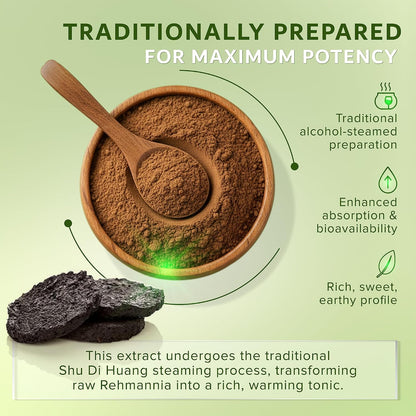 Organic Prepared Rehmannia Root Extract 5:1 (Shu Di Huang)- The Ultimate Blood & Jing Tonic for Adrenal Support, Healthy Aging & Recovery- Doctor Formulated (4oz)