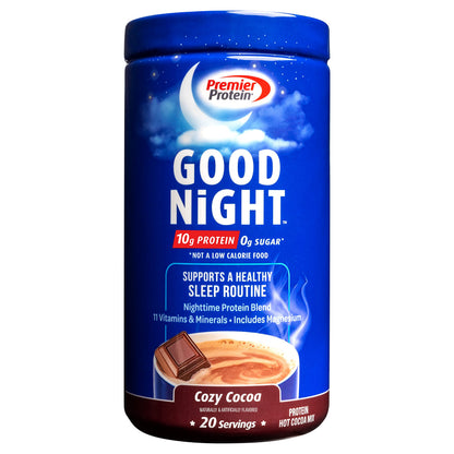 Premier Protein Good Night Protein Powder, Hot Cocoa Mix, 10g Protein, 0g Sugar