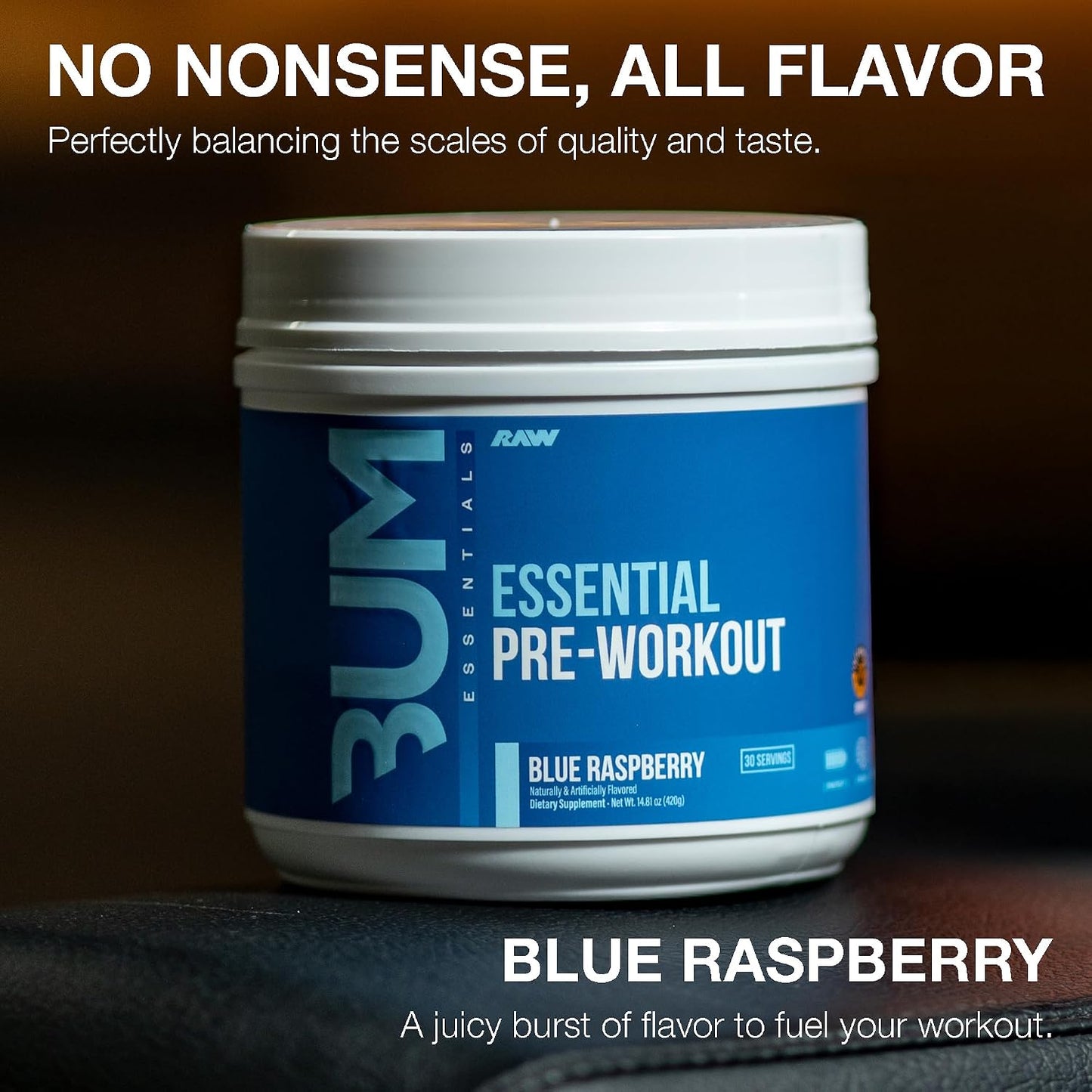 RAW Nutrition Creatine Monohydrate & Blue Raspberry Pre-Workout Powder Bundle
