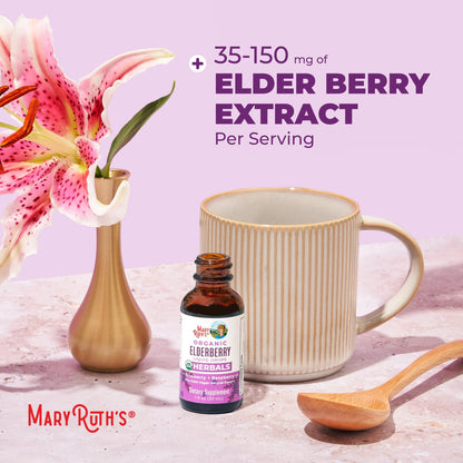 MARYRUTH'S Elderberry Liquid Drops for Adults & Kids | Immune Support | Antioxidant | 150mg Elderberry Extract | USDA Organic | CLP Purity Award | Sugar Free | Vegan | Non-GMO | Gluten Free | 1 oz