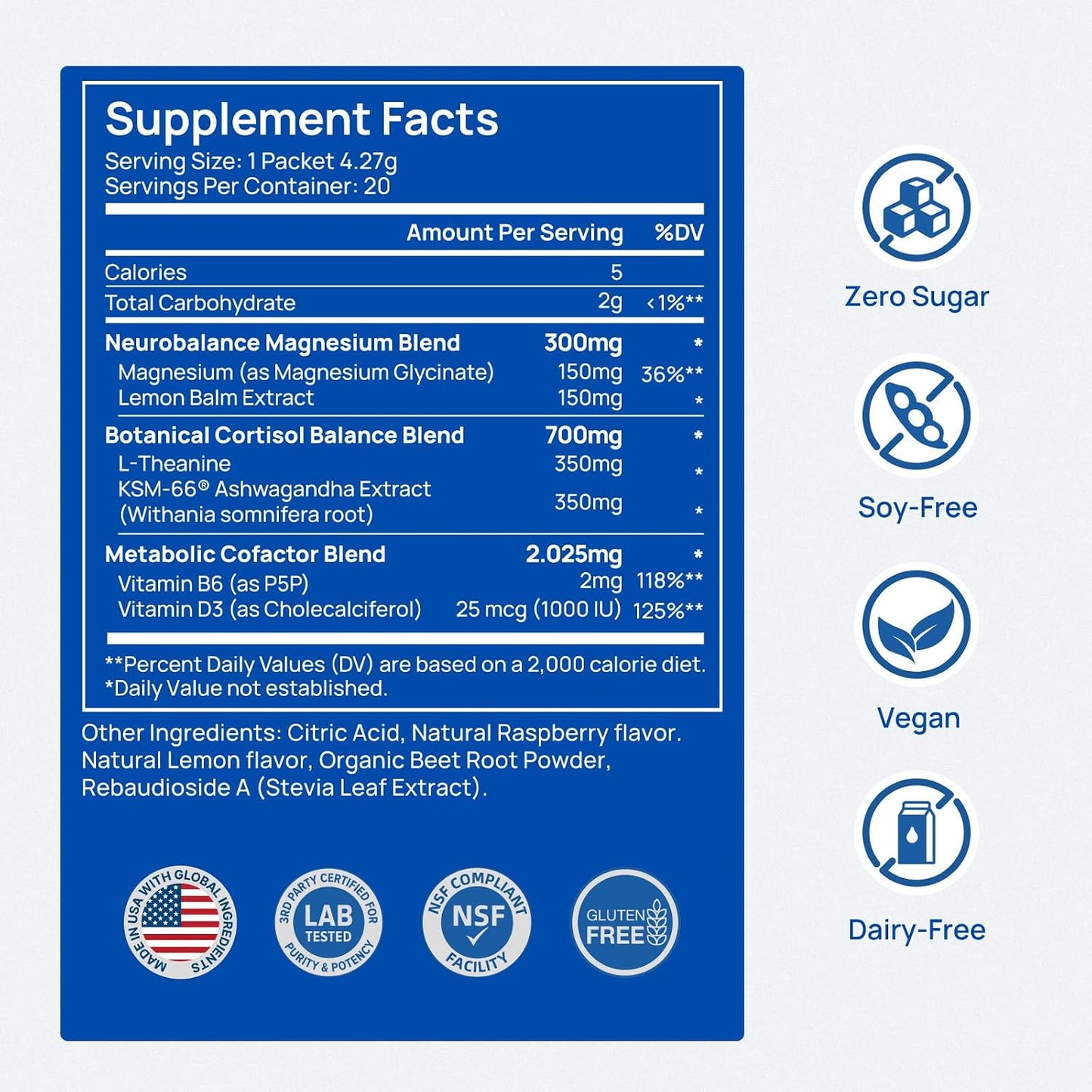 Selerb Liposomal 18 in 1 Magnesium Complex for Women and Men & CalmTrio Magnesium Glycinate Powder Cortisol Drink Mix