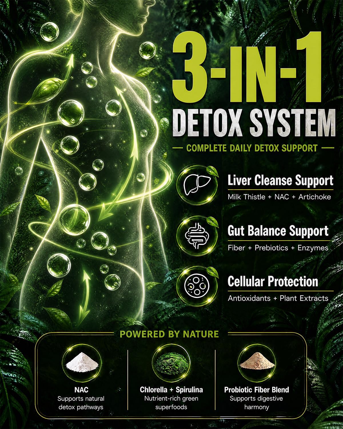 Detox Effervescent Tablets - All-in-One Daily Cleanse & Liver Support Drink with Milk Thistle, NAC, Activated Charcoal, Digestive Enzymes & Electrolytes - Fizzy Lemon Flavor, 30 Count