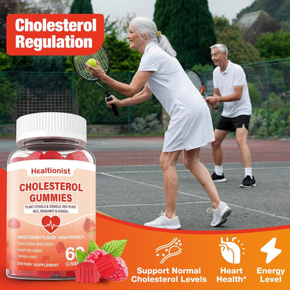 2 Packs Cholesterol Supplements with 2000 Mg Plant Sterols & Stanols, Citrus Bergamot, Red Yeast Rice, Lowering, Mixed Berry Flavor, 120 Counts