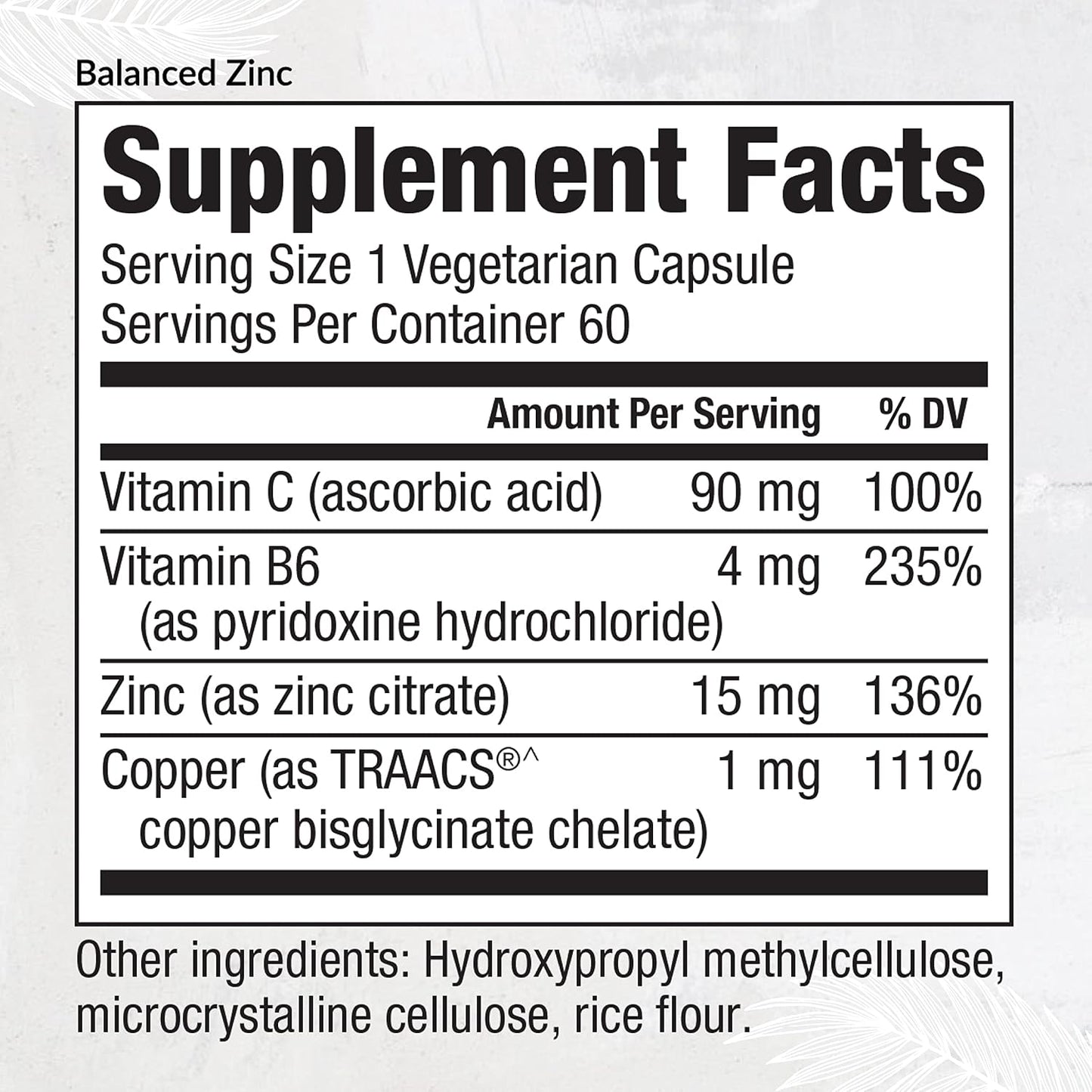 EquiLife Balanced Zinc Supplement, with Copper, 15mg, 60 Capsules | Daily Immune Support | Tissue Growth & Repair | Supports Nutrient Absorption & Hormone Balance | Allergen Free