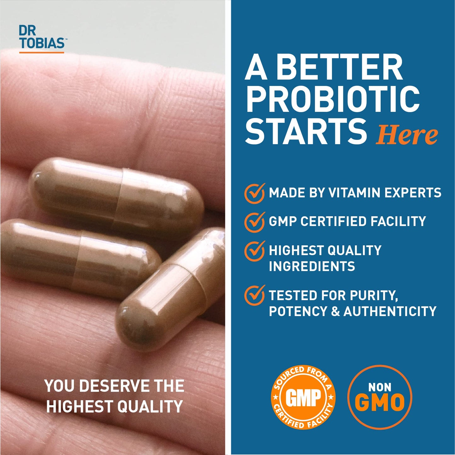 Dr. Tobias Probiotics 30 Billion CFU 30 Capsules | Gut Health Support | Daily Digestive Support | 10 Probiotic Strains | Targeted Release Probiotics for Women & Men | Shelf Stable | 30 Servings