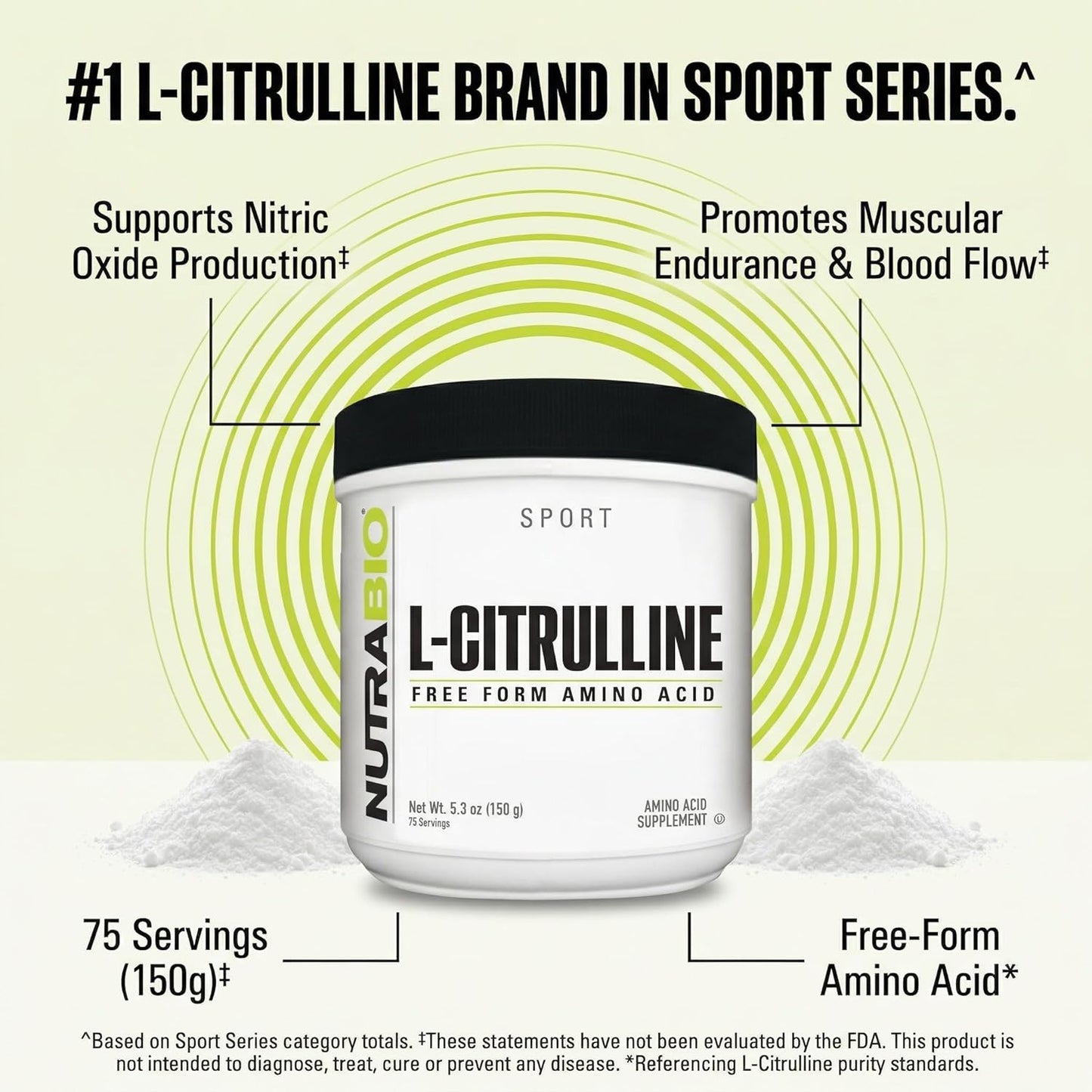 NutraBio L-Citrulline, Free Form Amino Acid, 5.3 oz (150 g)
