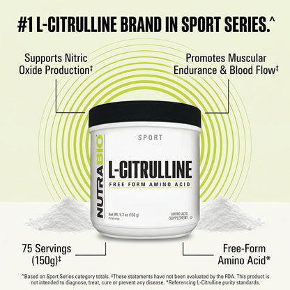 NutraBio L-Citrulline, Free Form Amino Acid, 5.3 oz (150 g)
