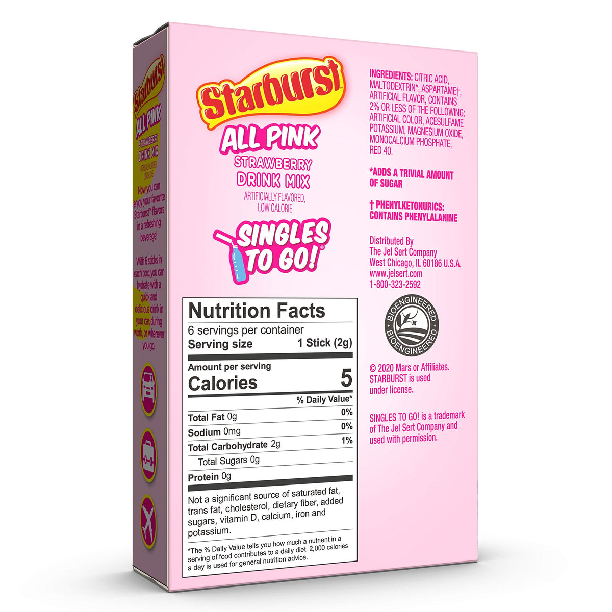 Starburst Cherry Singles To Go Sugar Free Drink Mix Packets - Pack of 6