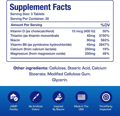 Advanced Calcium Magnesium Supplement - Clinically Formulated Magnesium Calcium with Vitamin D3 B1 B3 & B6 for Muscle Nerve Heart and Bone Health Support - Vegetarian Gluten Free Non-GMO (1 Month) M