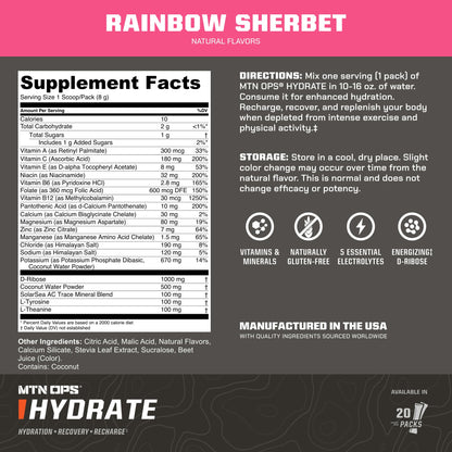 MTN OPS Hydrate Sugar Free Electrolyte Packets, Mango Peach