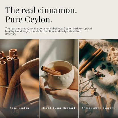 Organic Ceylon Cinnamon 1200mg True Cinnamon Capsules - Blood Sugar Support, Metabolism & Joint Health - Not Cassia, Pullulan Vegan Non-GMO Gluten Free - 60 Count