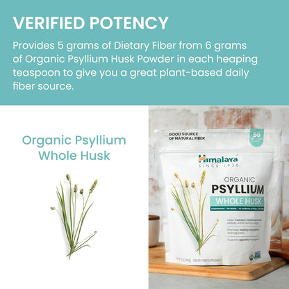 Himalaya Organic Psyllium Whole Husk Fiber Supplement,Unflavored,12 oz