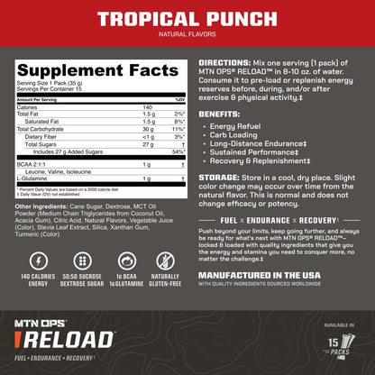 MTN OPS Reload Workout Carb Powder, Green Apple