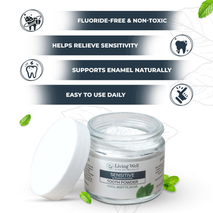 Living Well Dr. Michelle Remineralizing & Whitening Tooth Powder, Cool Mint