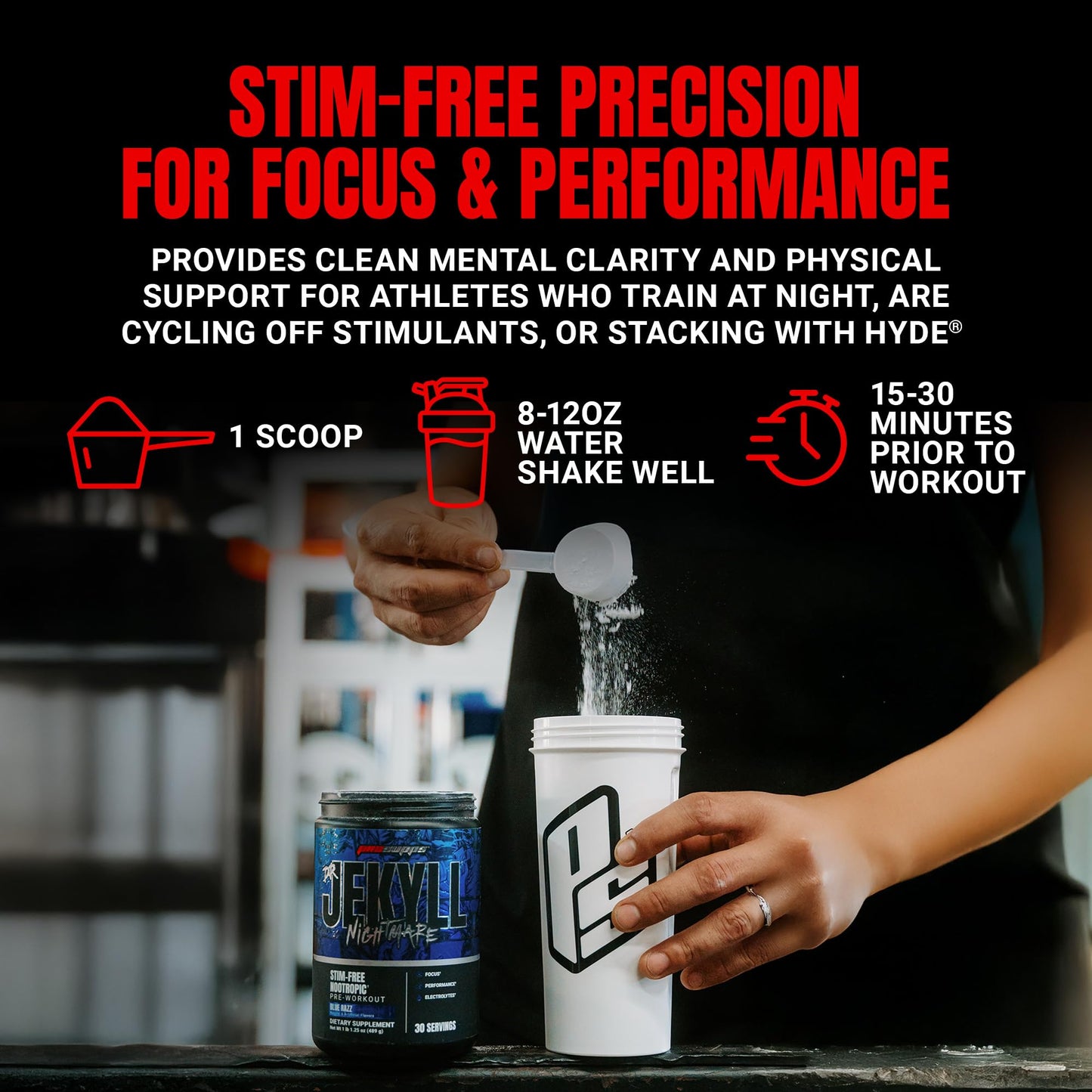 ProSupps Dr. Jekyll Nightmare Pre Workout Powder with Nootropics – Stim-Free Preworkout Supports Focus & Performance – Caffeine-Free Gym & Fitness Supplements (Jawbreaker, 30 servings)