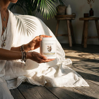 Daily Mushrooms+ Organic Mushroom Powder | 7 Fruiting Body Extracts + Adaptogens | Lion's Mane, Reishi, Cordyceps, Chaga | 60 Servings