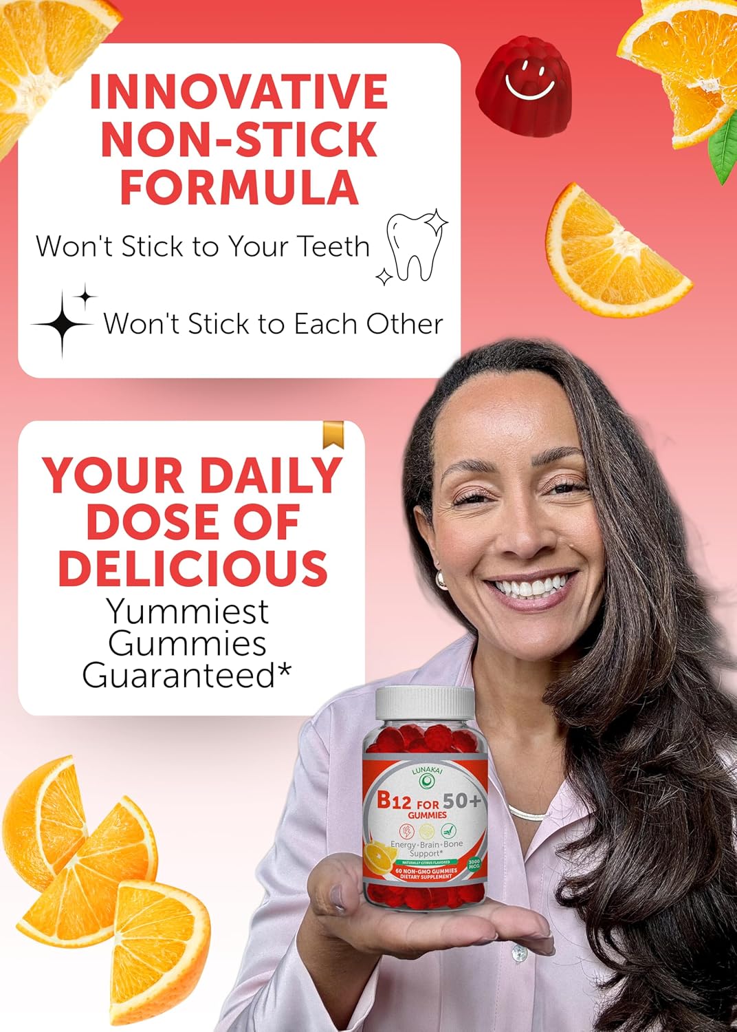 Lunakai USA Made Vitamin B12 Gummies for Adults 50+, 3000mcg, 60ct | Non-GMO, Vegan B12 Supplement for Energy Metabolism & Daily Vitality Support - Tasty & Non-Sticky Gummies