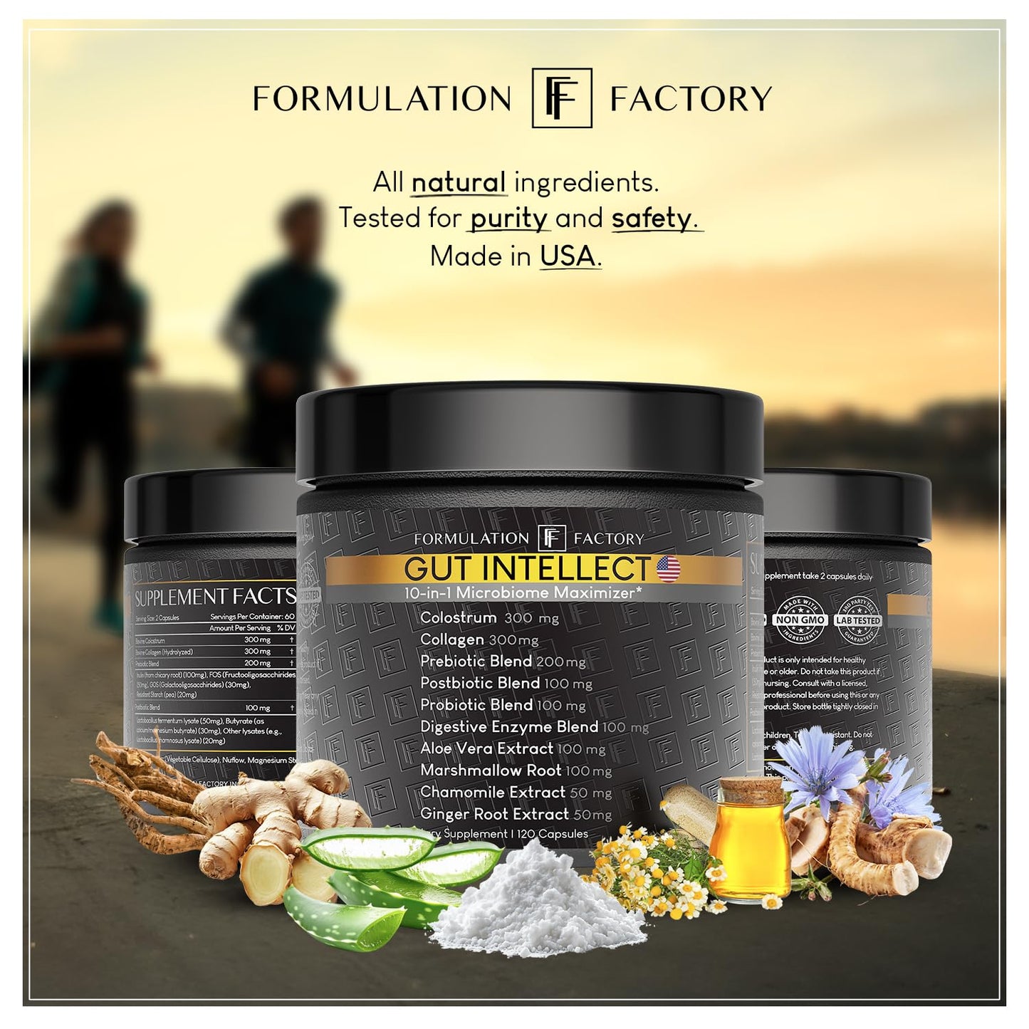 Formulation Factory Probiotics for Women & Men - Gut Intellect 10-in-1 Digestive Enzymes with Prebiotics and Postbiotics - Total Gut Health Supplement - 120 Capsules, 2 Month Supply
