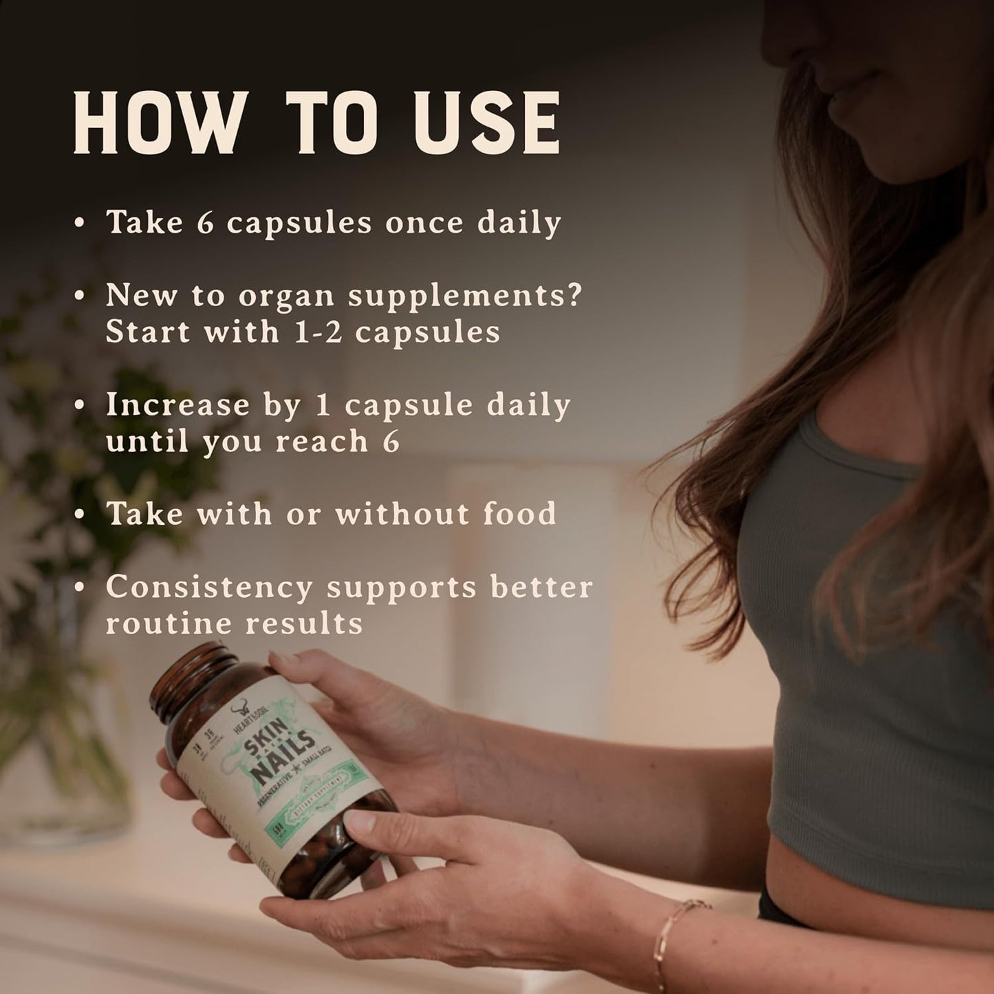 HEART & SOIL Beef Organs Supplement, 180 Capsules | 100% grass fed & finished from regenerative cattle with liver, heart, kidney, pancreas & spleen. 3000mg formula.