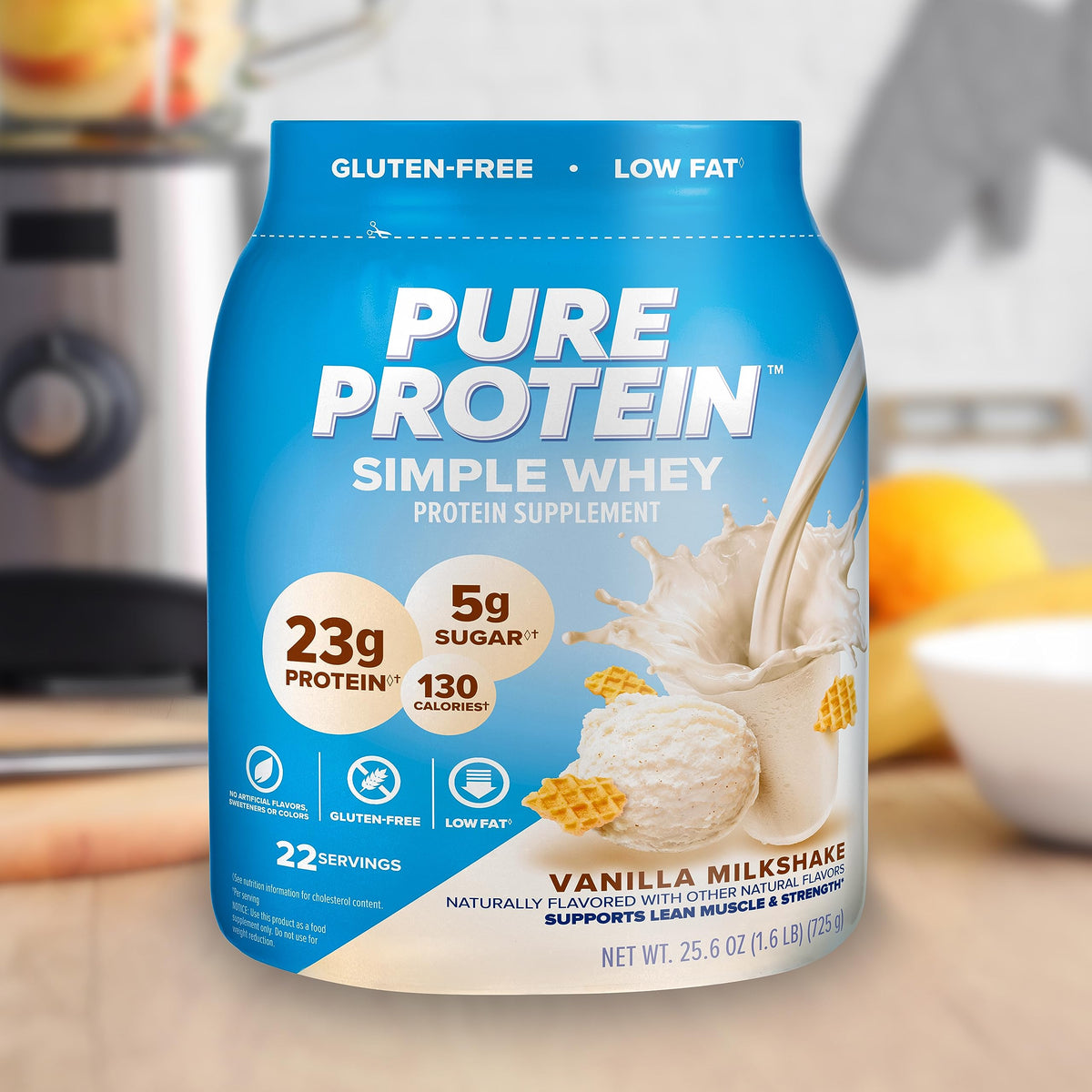 Pure Protein Simple Whey Powder - High Protein, Low Sugar, Gluten-Free, French Vanilla